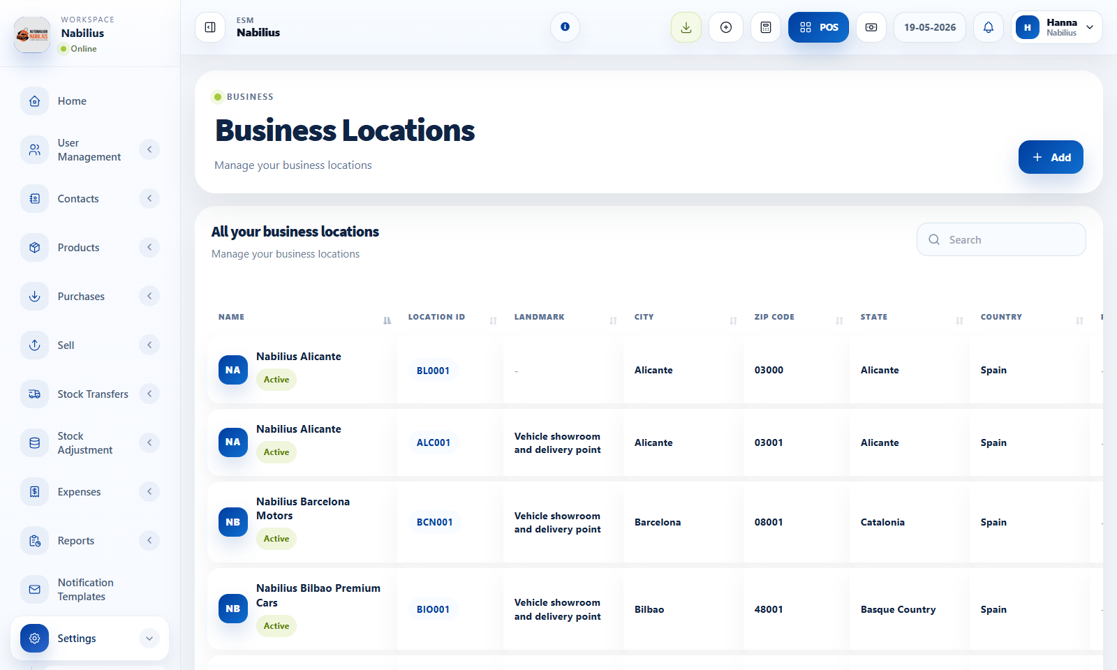 Business locations page