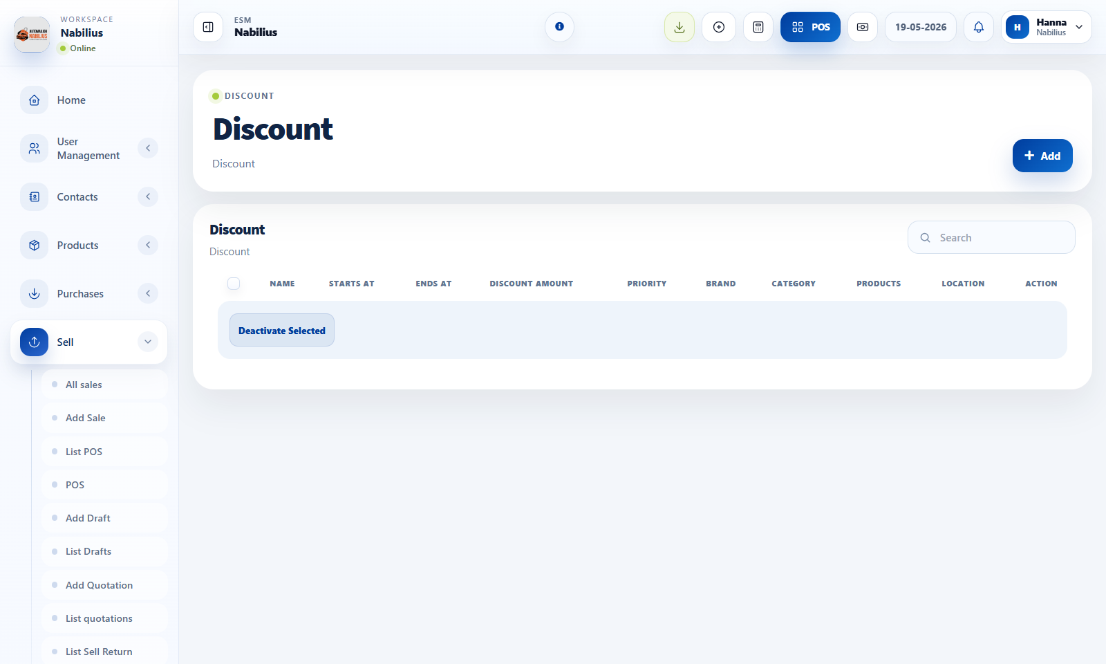 Discounts and reward settings