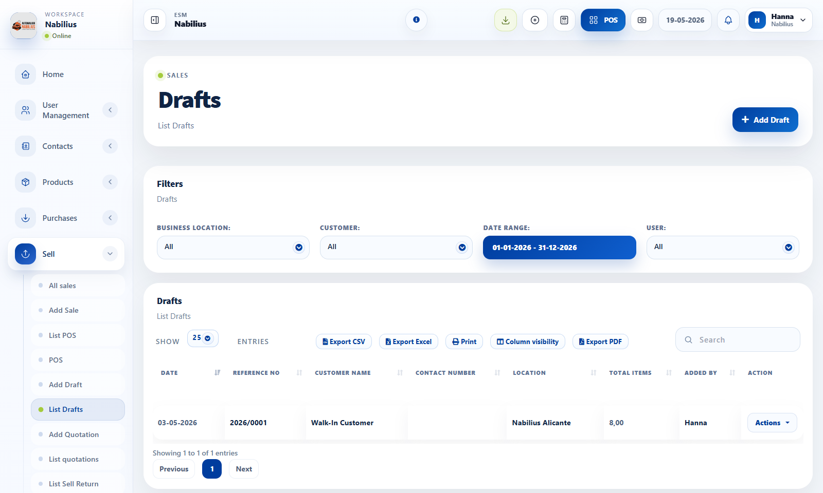 Drafts and quotations pages