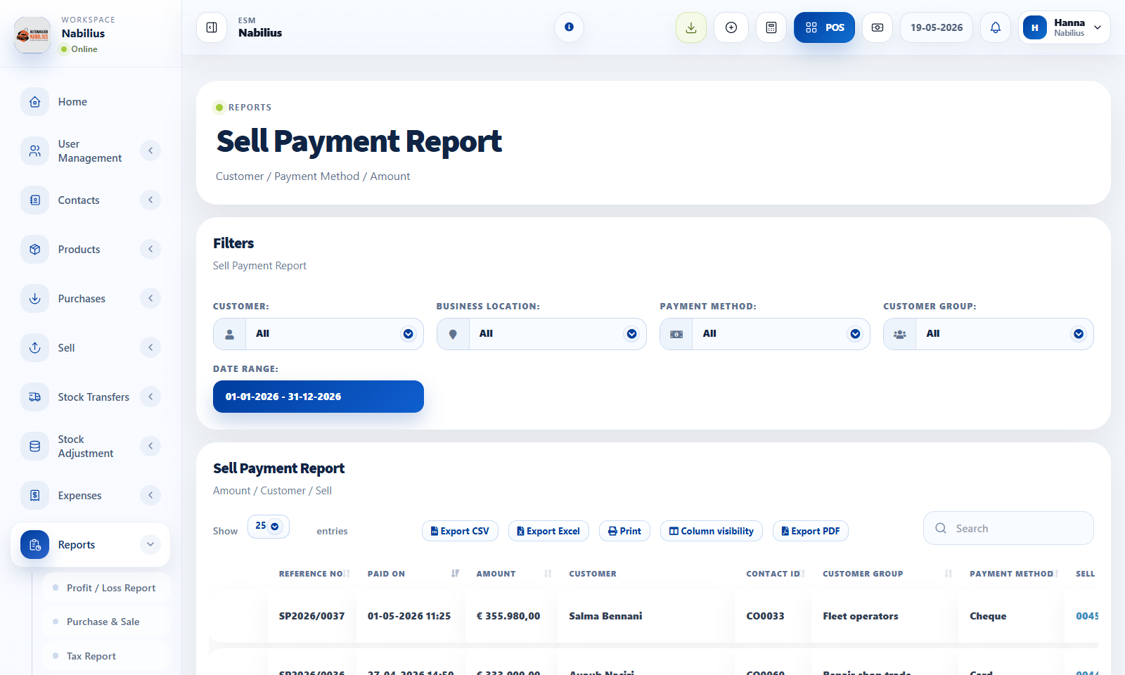 Purchase Payment and Sell Payment reports