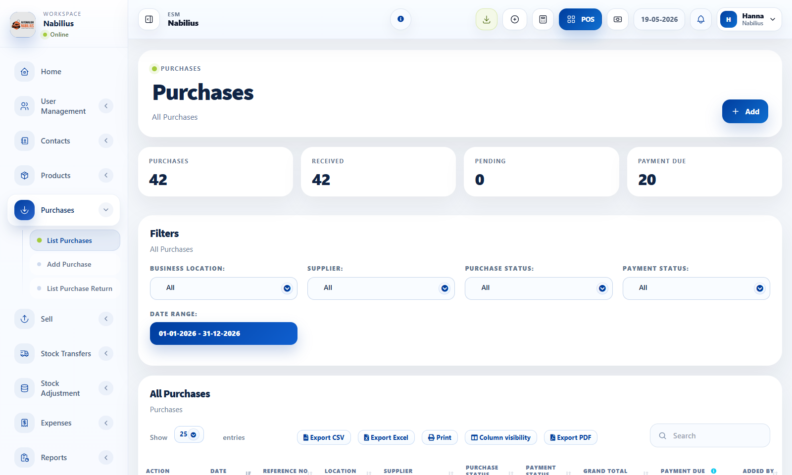 Add Purchase page