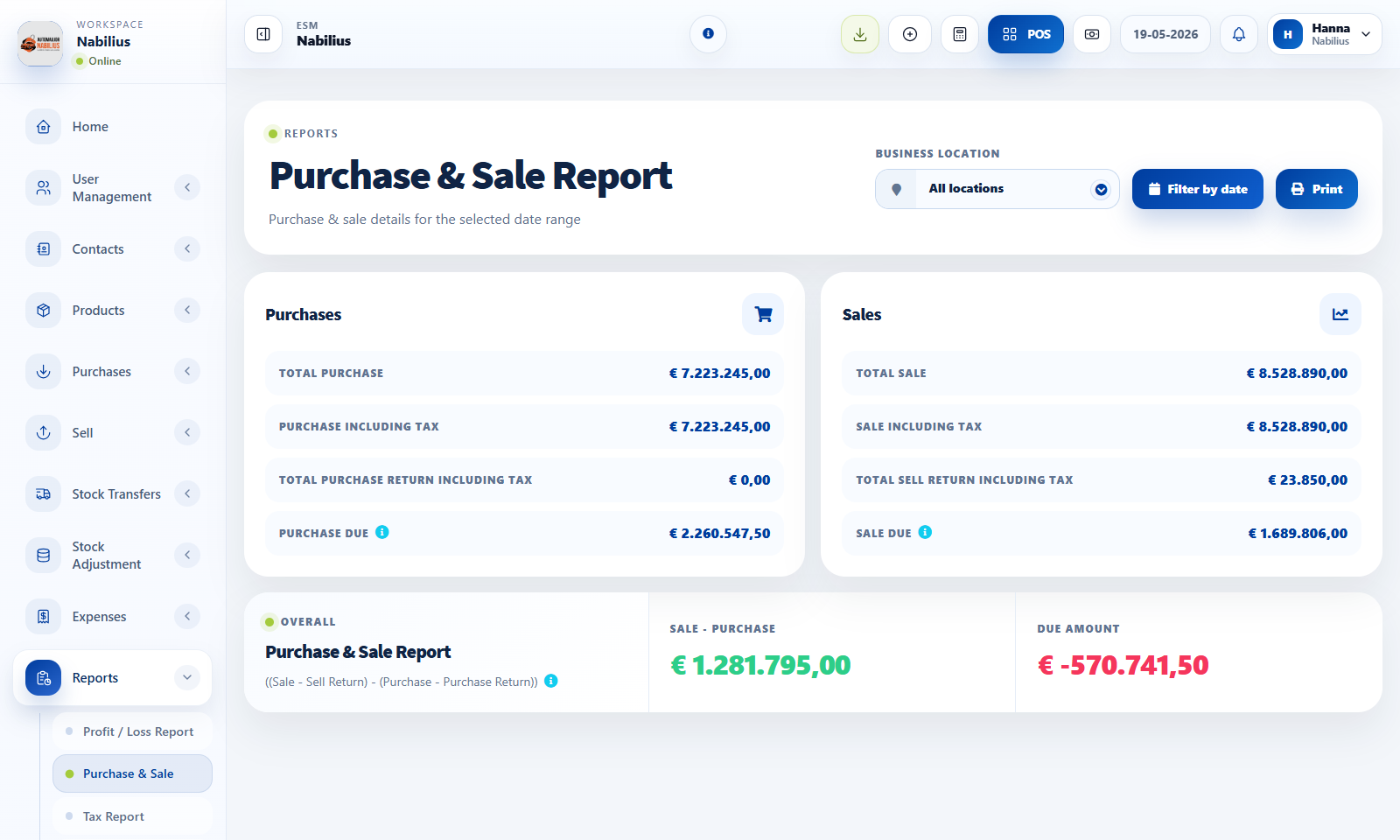 Reports menu