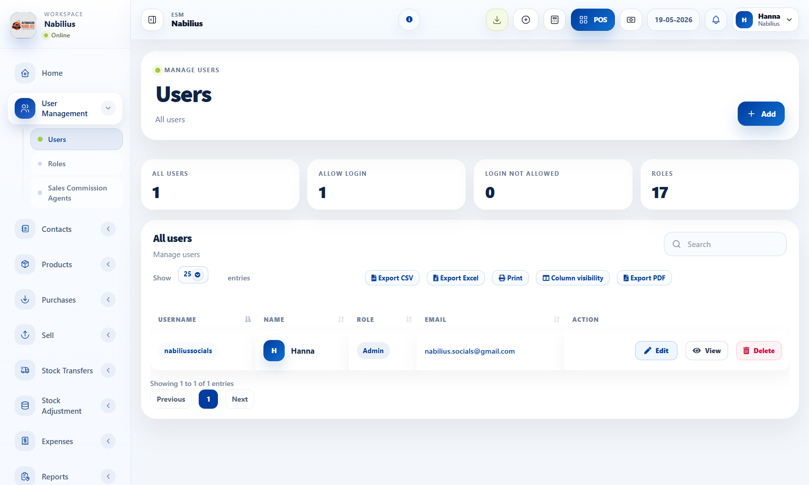 Users and roles pages